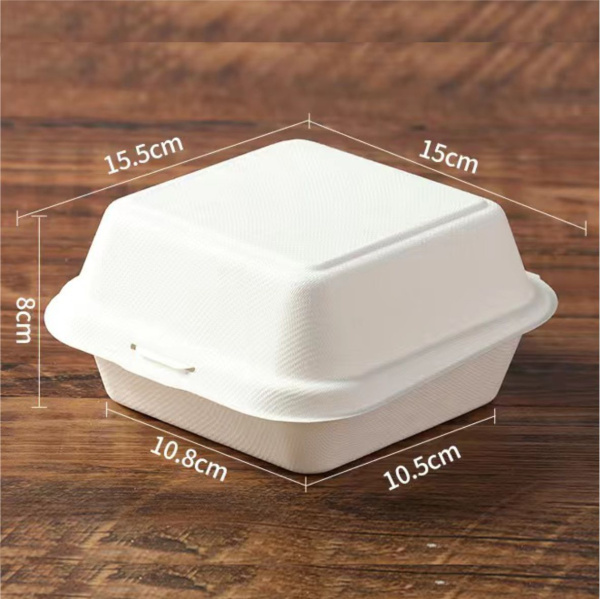 Коробка для бенто-торта из сахарного тростника 450мл 155х150х8см белая