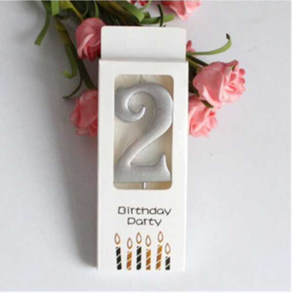 Свеча для торта "Цифра 2" Серебряная 5,5см