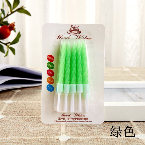 Свеча для торта (бенто), цвет: зеленый неон, 5см, 10шт