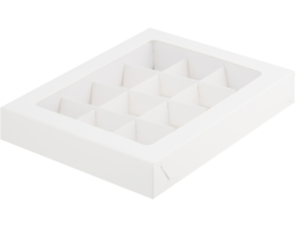 Коробка 190х150х30мм белая для конфет 12 ячеек