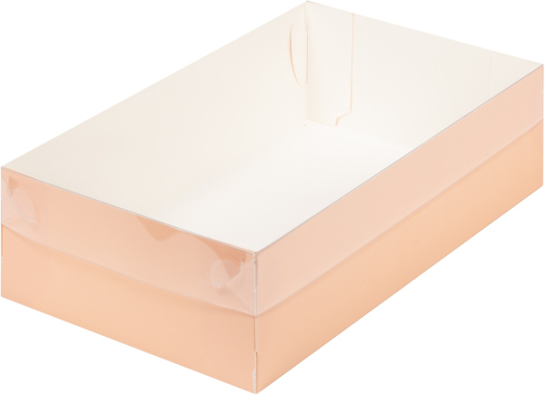 Коробка 250х150х70мм Персиковая для зефиров с пласт. крышкой
