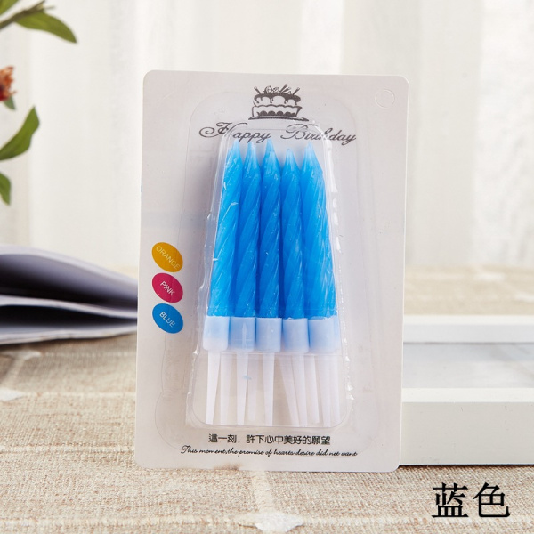 Свеча для торта (бенто), цвет: синий неон, 5см, 10шт