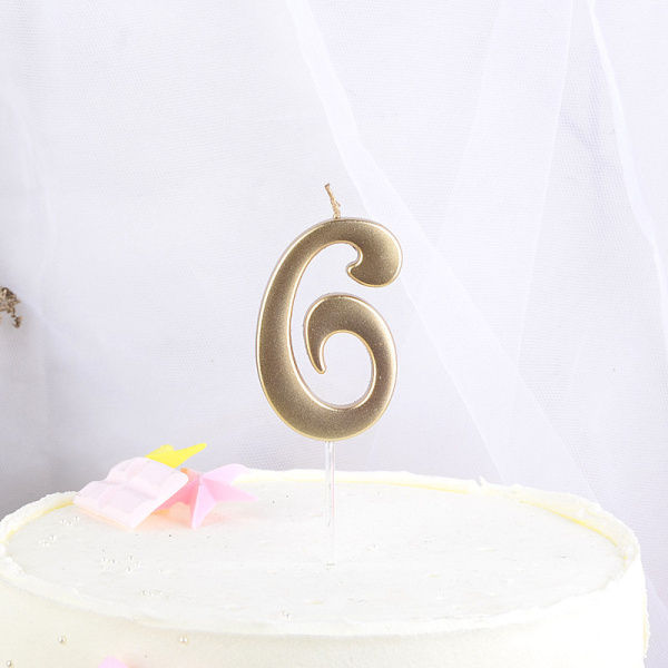 Свеча для торта "Цифра 6" Шампанское 5,5см